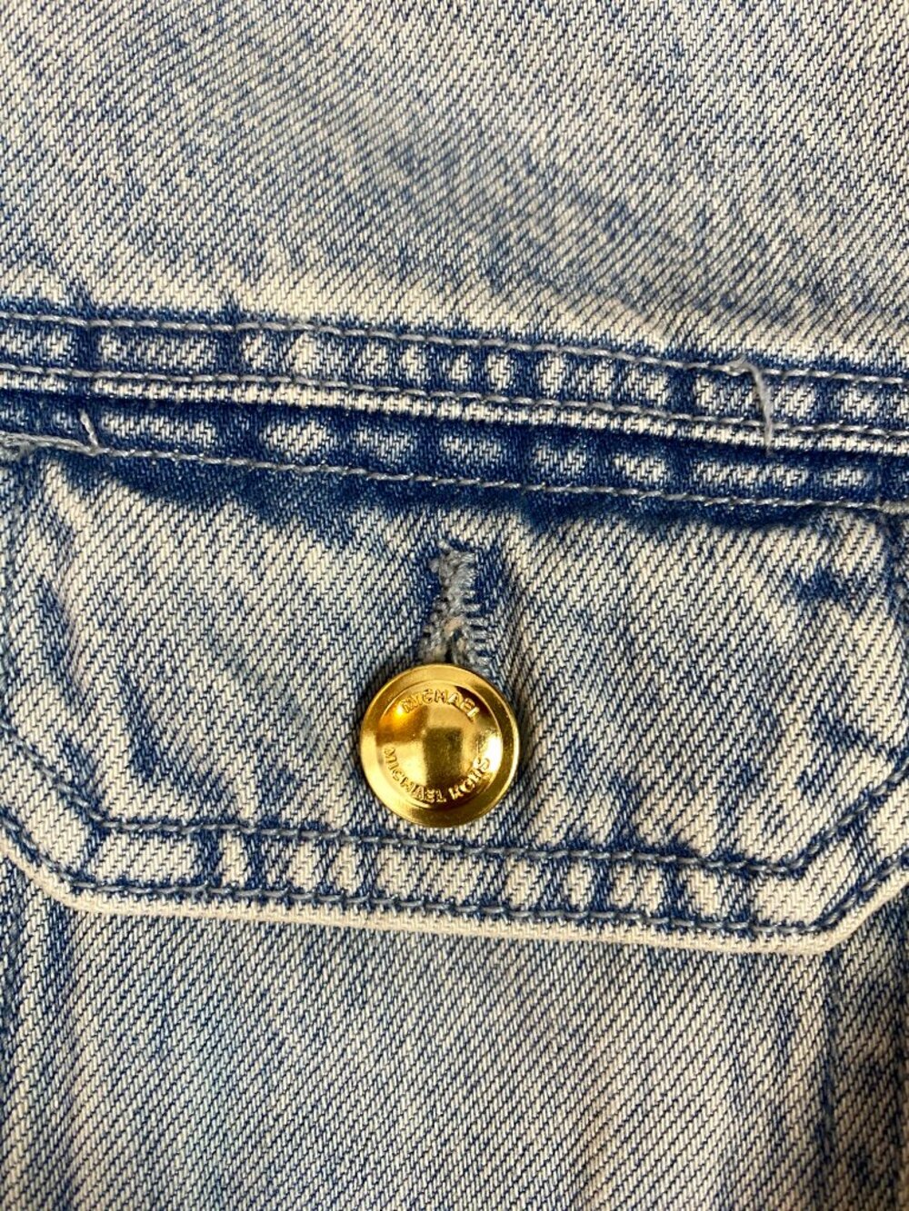 Michael Kors Cropped Denim Jacket Light Wash Gold Zip Utility Size S - Picture 4 of 8